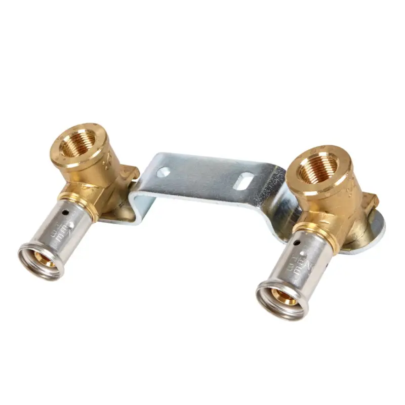 Henco dubbele muurplaat, messing, rvs, pers x bi.dr., type 28PV, epdm, 16 bar, inbouw, 16 mm x &frac12;" Hoge Kwaliteit