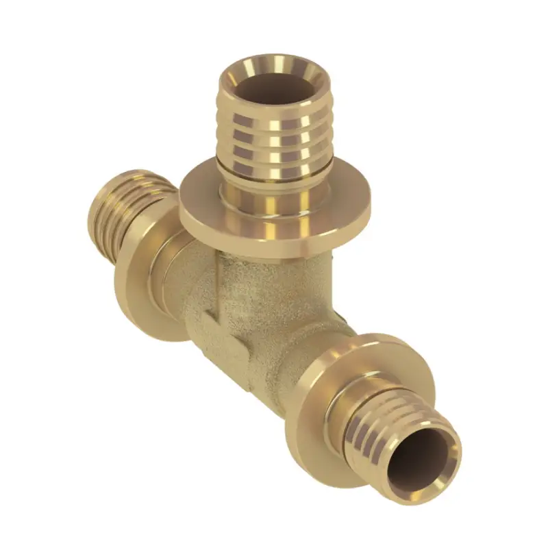 Ambachtelijk TECEflex verloop T-stuk 90°, messing, 3x pers, 20 x 16 x 20 mm