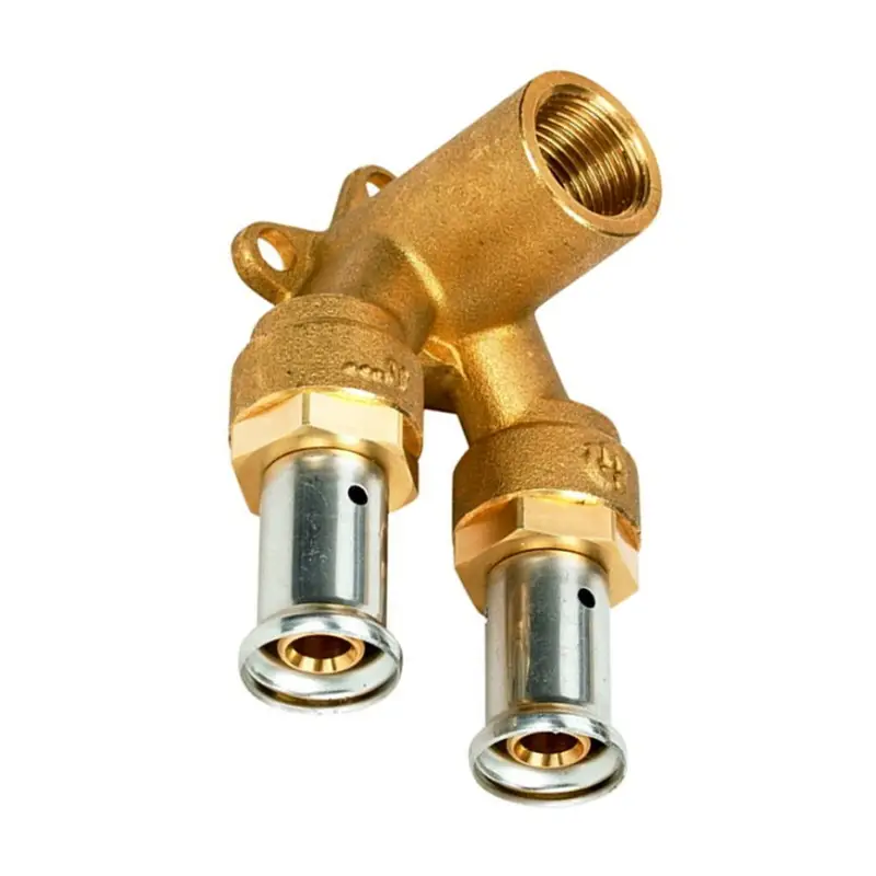 Alleen Vandaag Henco doorstroom muurplaat, messing, rvs, pers x binnendraad, type 3P-VK, epdm, 10 bar, 16 mm x &frac12;"