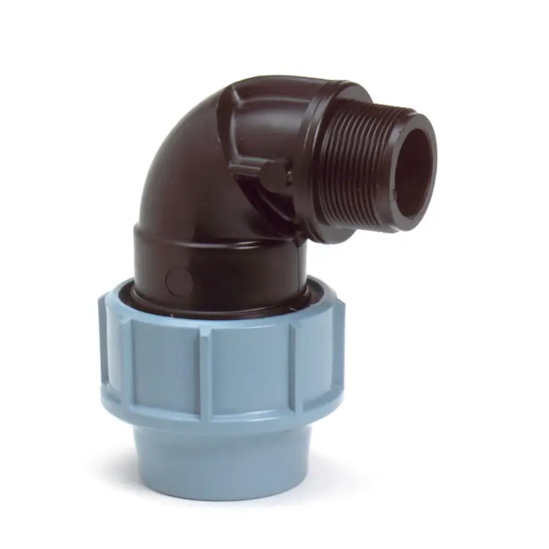 Voordeelprijs Unidelta draadknie 90°, pp, klem x buitendraad, Kiwa, 16 bar, 25 mm x &frac34;"