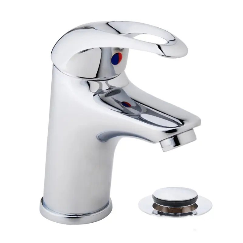 Wastafelmengkraan, serie Athos, hendel, laag model, Kiwa, chroom, met klikwaste Professioneel