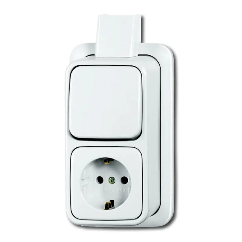 ABB Busch-Jaeger combinatie schakelaar/wcd, AP Plus, met RA, wissel, alpin wit Merkproduct