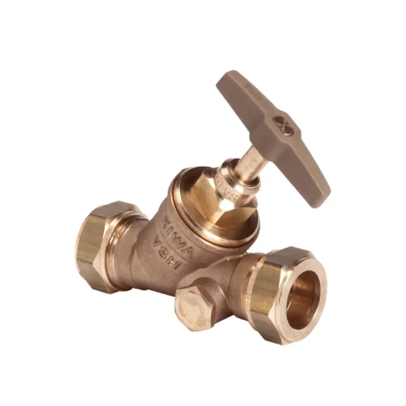 VSH stopkraan met aftapgelegenheid, messing, Kiwa, 2x knel, 15 mm Ambachtelijk