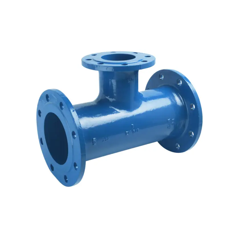 Wereldwijde Verzending AVK flens T-stuk 90°, gietijzer, serie 712 FFT, 16 bar, 8 gaten, DN100, 110 x 110 x 110 mm