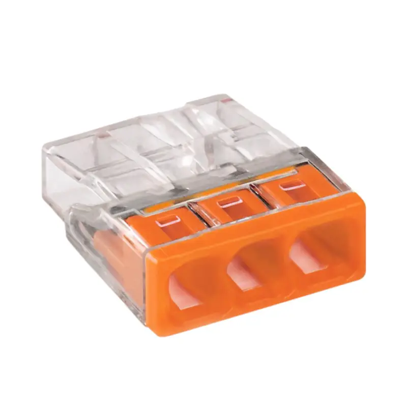 Wago lasklem, compact, transparant/ oranje, type 2273-203, 3x 0,5 - 2,5 mm&sup2;, doos &agrave; 100 stuks Merkproduct