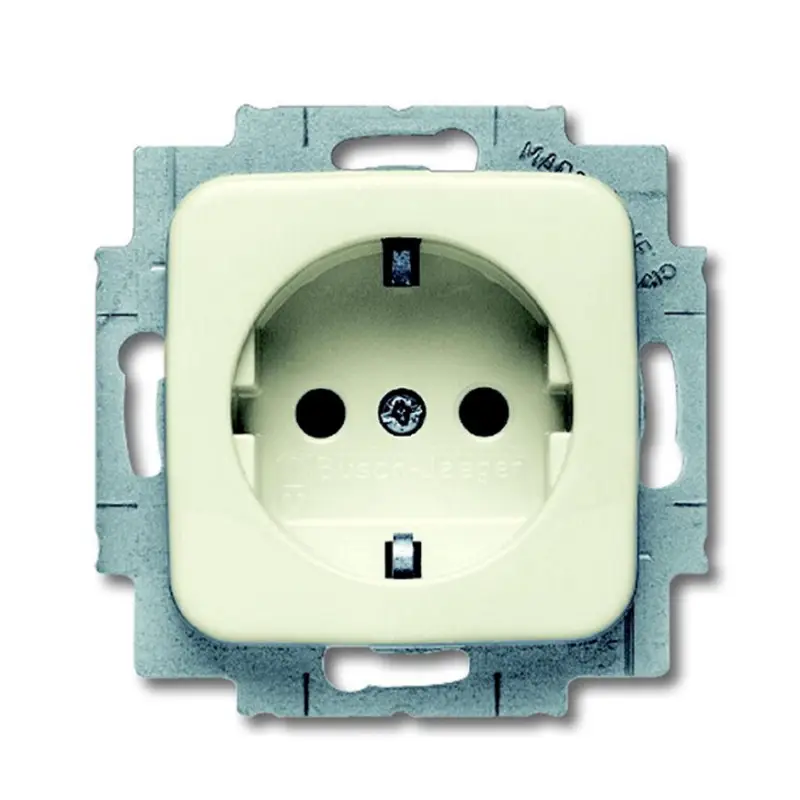 ABB Busch-Jaeger wandcontactdoos, SI, met RA, kinderveiligheid, cr&egrave;me Tijdelijk Beschikbaar