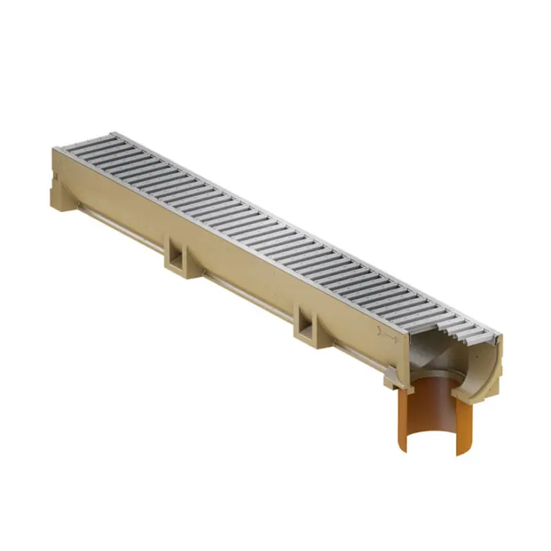 ACO lijngoot, type Euroline H60, polymeerb, incl. verzinkt sleufrooster, A15, 100x11,8x6cm, uitloop Meest Verkocht