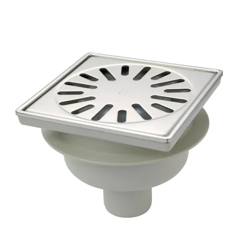 Voordeelprijs Aquaberg afvoerput met rvs rand & rooster, abs/rvs 304, niet verstelbaar, 150 x 150 mm,oa 50 mm, 3kN