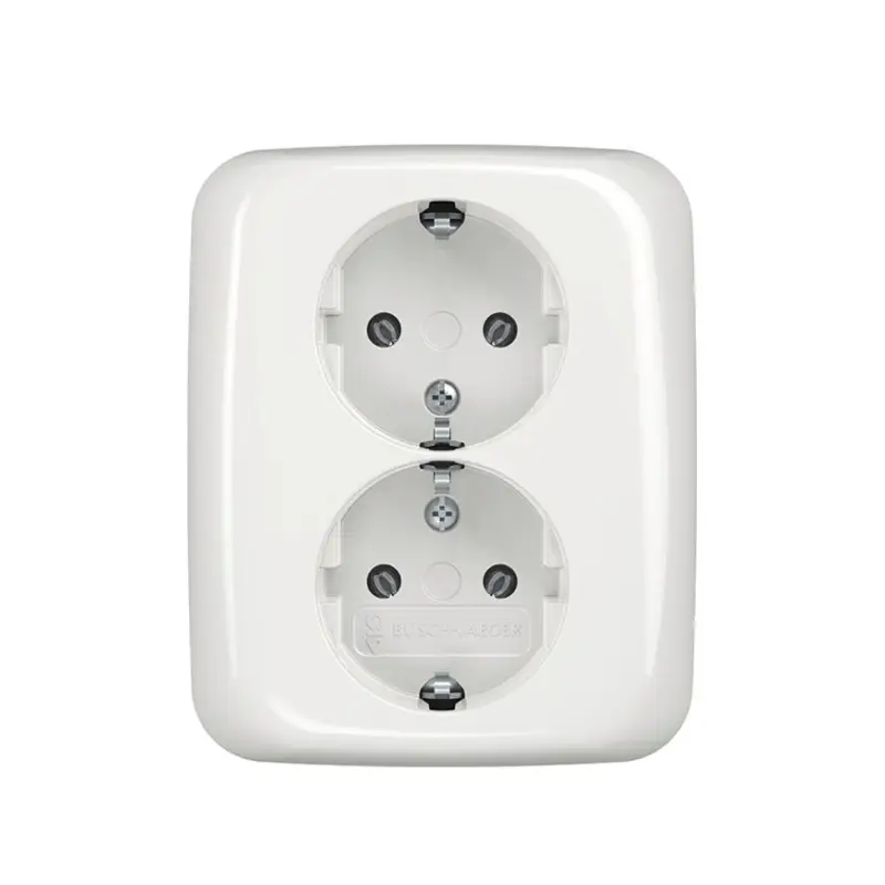 ABB Busch-Jaeger wandcontactdoos, Reflex SI, met RA, dubbel, alpin wit Weekendaanbieding