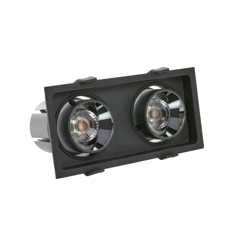 Adurolight® Premium Quality Line led inbouwspot, Wells, zwart, 2x 20 W, 3000 K, non flicker Goedkoop