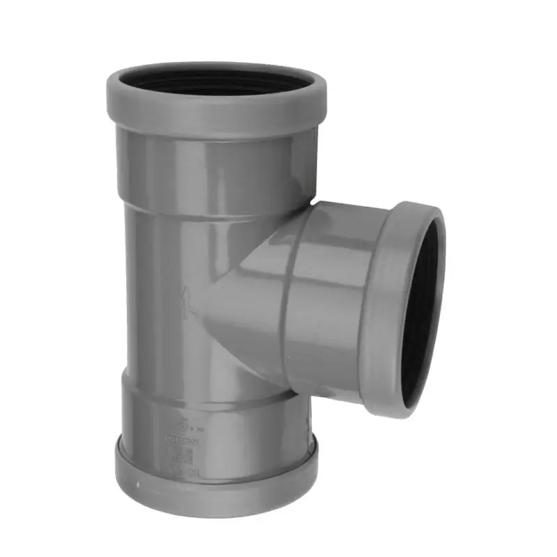 Wavin Wafix T-stuk 88°, pvc, 3x manchet, grijs, KOMO, SN4, 125 mm Hoge Kwaliteit