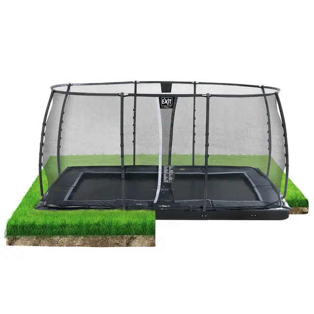 Lage Kosten EXIT Trampoline Dynamic Groundlevel Zwart - 244 x 427 cm