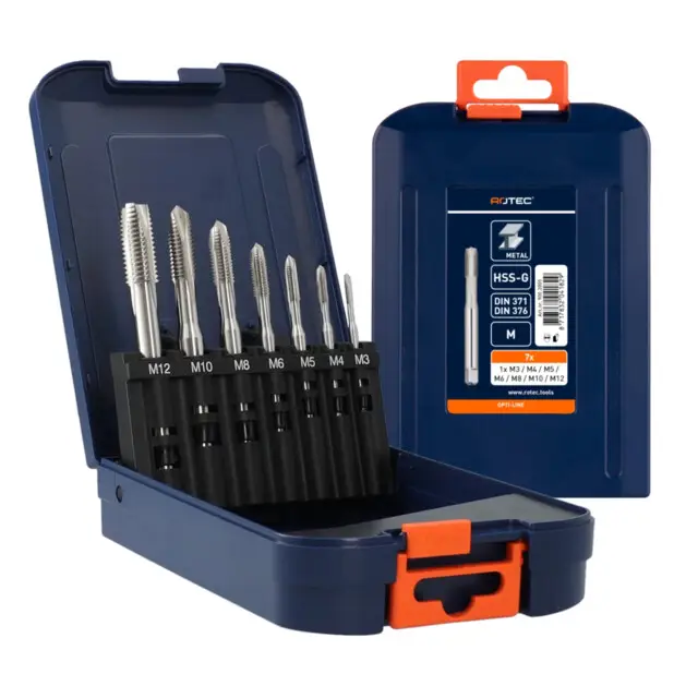 Origineel Rotec Machinetappenset HSS-G, doorlopend, 7-dlg., M3-M12 ABS 3-M12