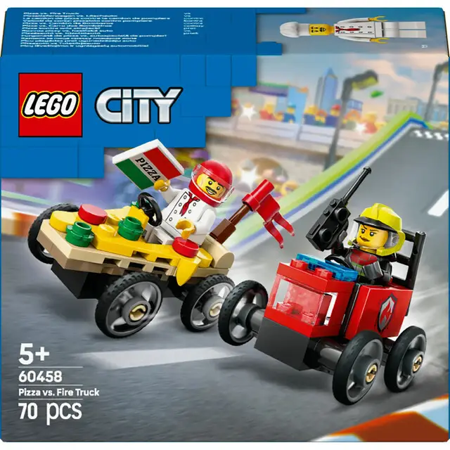 Goedkoop Lego 60458 City Great Vehicles Pizza vs Fire Truck Race Car Pack