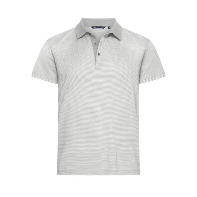 Cutter &Buck Virtue Polo Stripes Heren Zilver XL Finale Uitverkoop