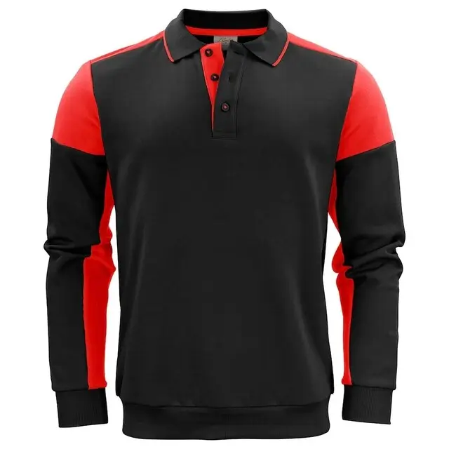 Printer Prime Polosweater zwart/rood - maat 4XL Koopje