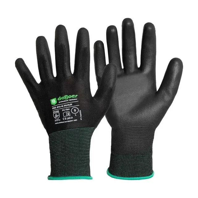 De Boer Werkhandschoenen Pro PU-Flex 613-18 PU Zwart - maat XS/6 Speciale Aanbieding