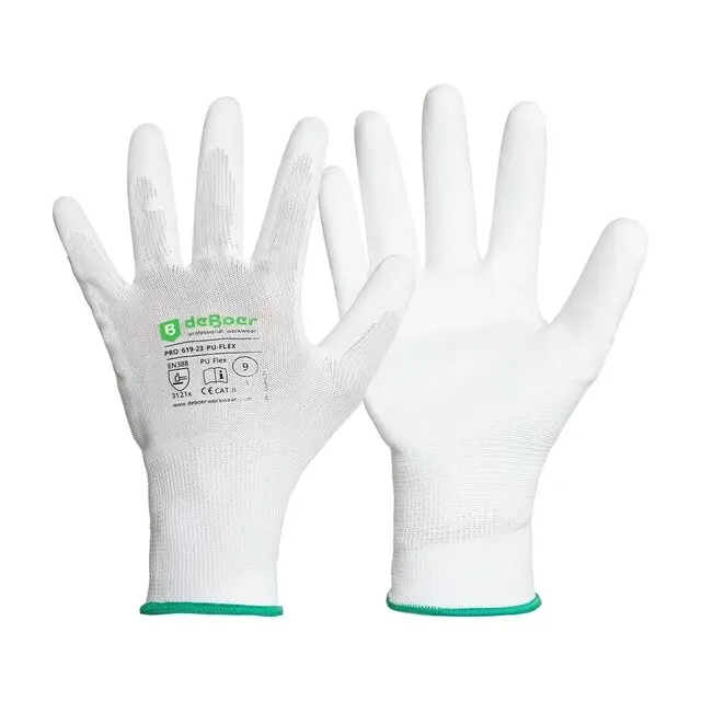 De Boer Werkhandschoenen Pro PU-Flex 619-23 PU Wit - maat XL/10 Dagaanbieding
