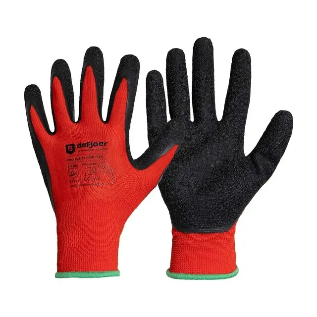 Ambachtelijk De Boer Werkhandschoenen Pro Grip Flex 624-27 PE / Latex Zwart/Rood - maat XL/10