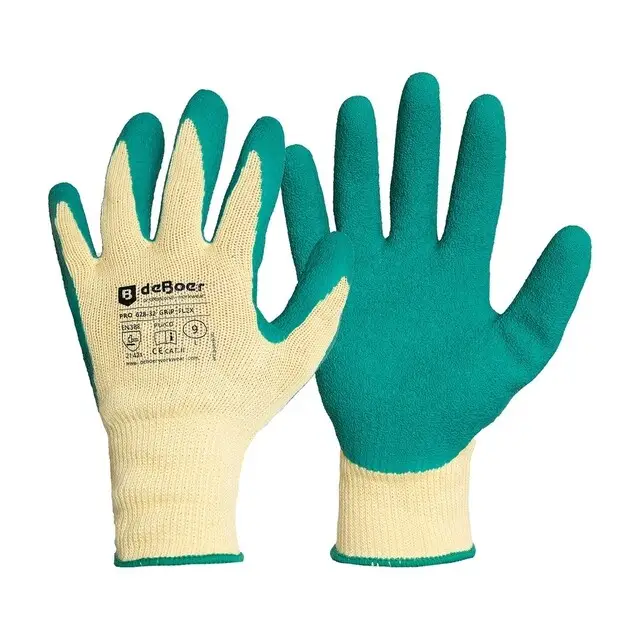 Plaats Bestelling De Boer Werkhandschoenen Pro Grip Flex 628-32 PE / Latex Groen - maat S/7