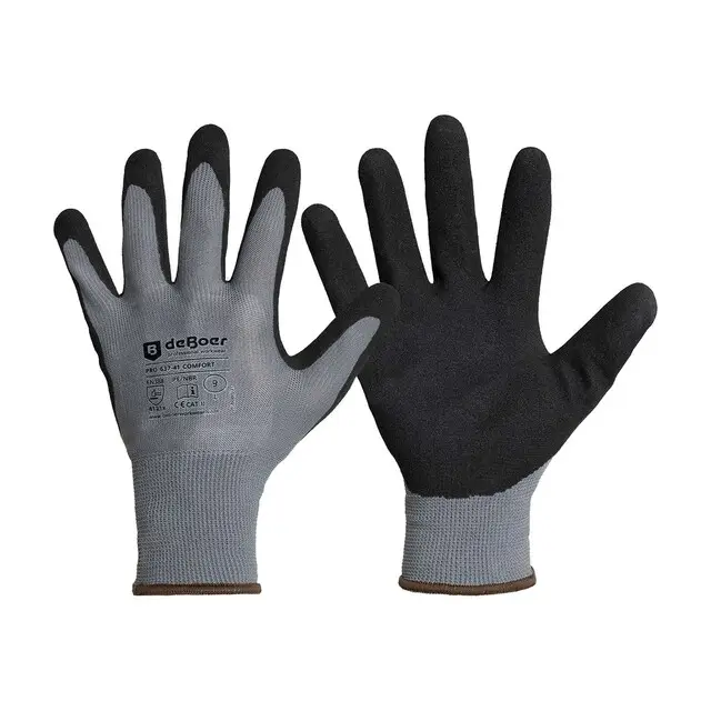 De Boer Werkhandschoenen Pro Comfort 637-41 PE / Nitrile Micro Foam Grijs - maat XL/10 Uitverkoop