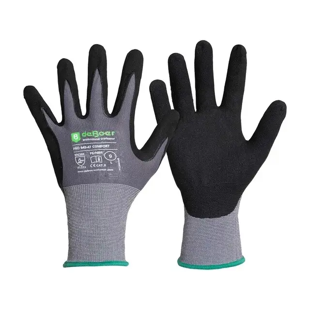 De Boer Werkhandschoenen Pro Comfort 642-47 PE / Nitrile Micro Foam Donkergrijs - maat XL Finale Uitverkoop