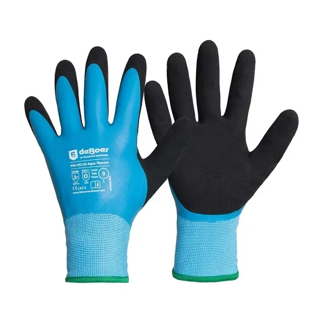 De Boer Werkhandschoenen Pro Aqua Thermo Grip 652-55 Latex Blauw - maat XXL In De Mode