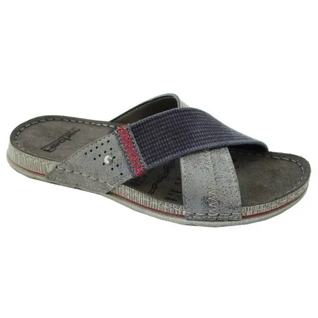 Actieprijs Fischer Kruisband Heren Slipper Antraciet Maat 41