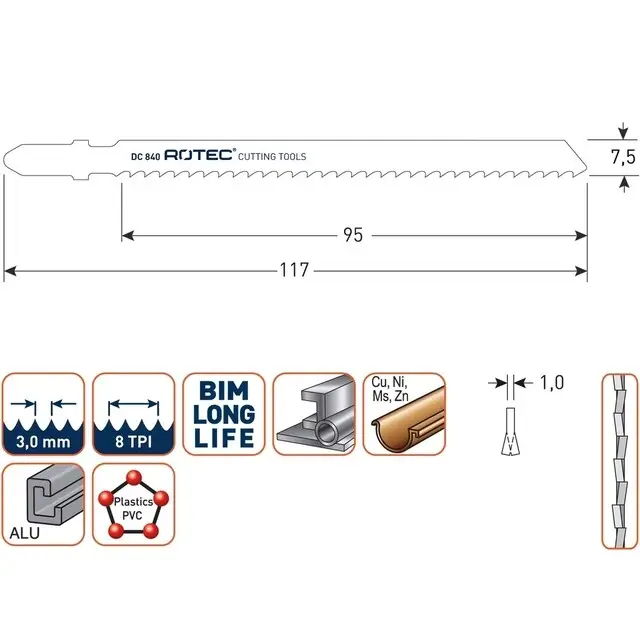 Laatste Versie Rotec Decoupeerzaagblad DC840