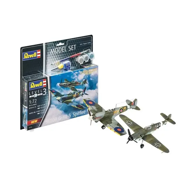 Revell Model Set Combat Set Bf109G-10 & Spitfire Mk.V Handgemaakt