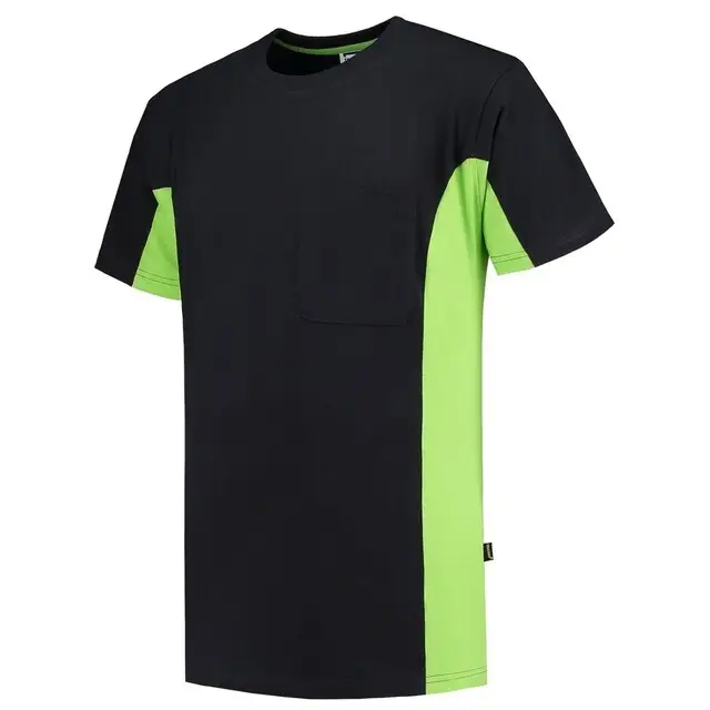 Superprijs Tricorp T-Shirt Bicolor Borstzak Blacklime 102002 L