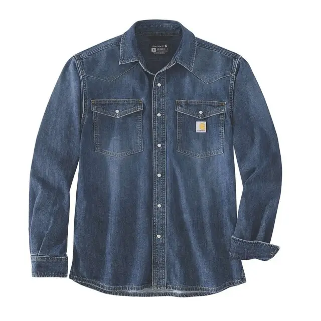 Hete Deal Carhartt Heren Shirt Ruime Pasvorm Blauw - Maat M