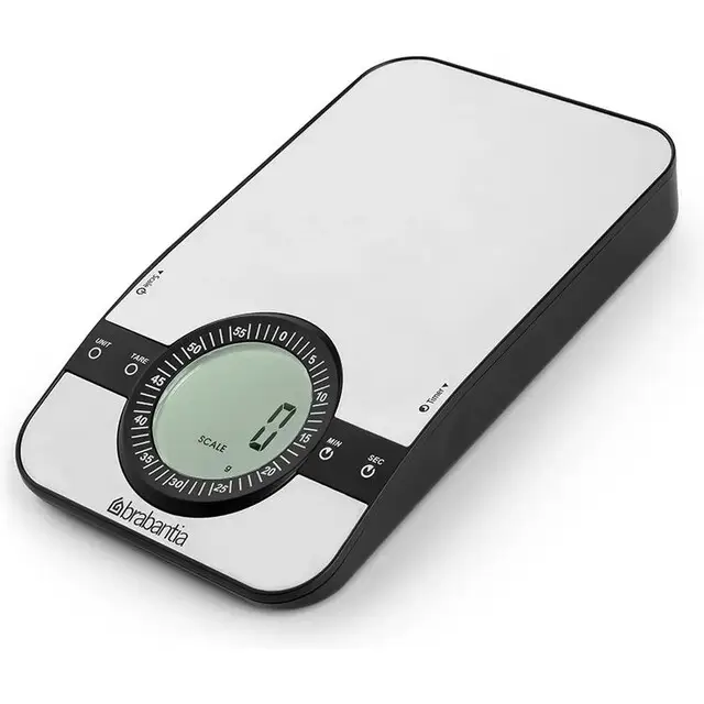 Finale Uitverkoop Brabantia Profile Keukenweegschaal - Rechthoekig - met Kookwekker - RVS