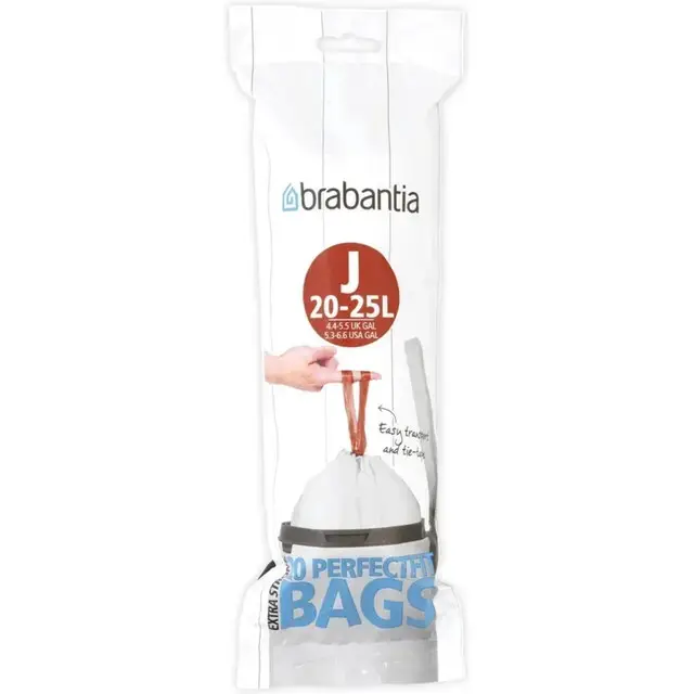 Superprijs Brabantia PerfectFit Afvalzak met trekbandsluiting - 20/25L - Code J - 20 stuks