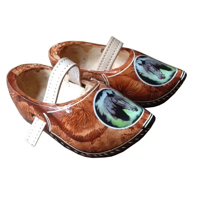 Limited Edition Scherjon Kinder Tripklompen Bruin met Fries Paard Maat 22