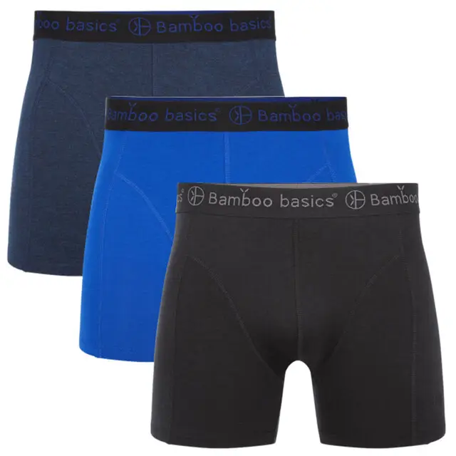Shop Nu Bamboo Basics Boxershort Rico 3-Pack Zwart, Navy En Blauw Maat M