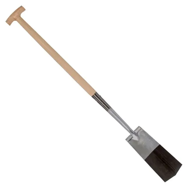 Topkwaliteit Draineerspade - Blank gepolijst - Met opstapje - Essenhouten steel - 76 cm