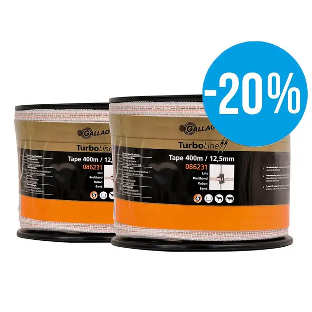 Laatste Kans Gallagher Schriklint TurboLine (12,5 MM / Wit) - 2 x 400 Meter