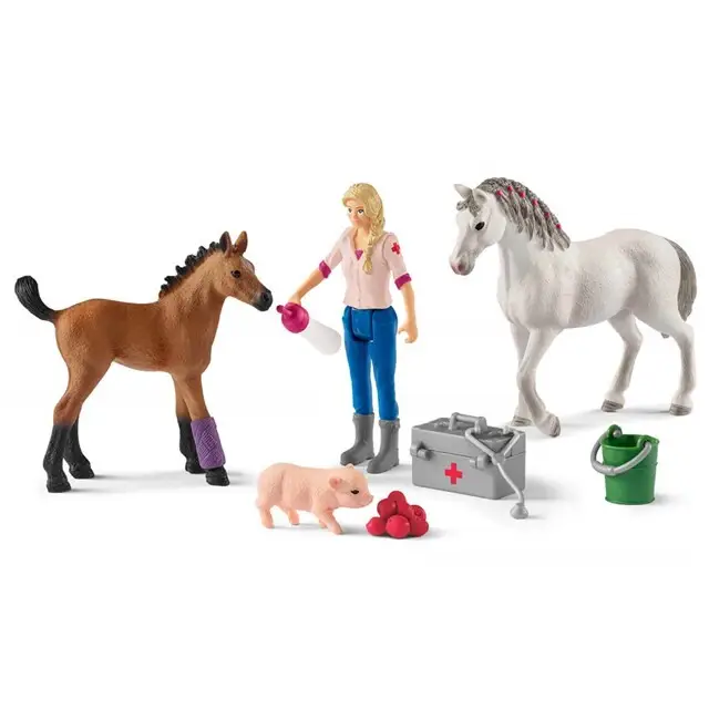 Authentiek schleich FARM WORLD Arts bezoekt merrie en veulen - 42486