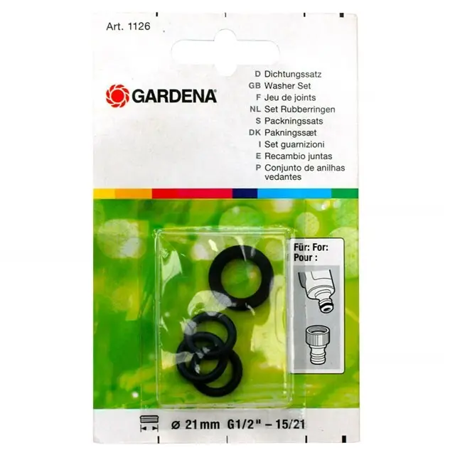 Plaats Bestelling GARDENA Set Rubberringen 酶 21 mm, 1/2"