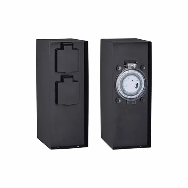 Groothandel PAULMANN Buitenstopcontact Rio Vierkant 2-voudig Met Schakelklok Antraciet