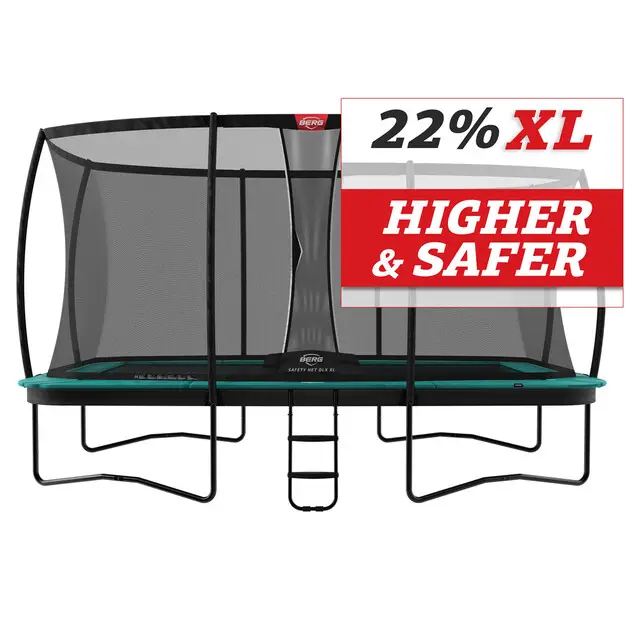 BERG Trampoline Ultim Champion Regular Groen - 410 x 250 cm Safety Net DLX XL Aanbieding