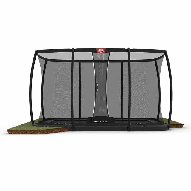 Weekendaanbieding BERG Ultim Champion FlatGround Trampoline Rechthoekig 410 x 250 Grijs - Met Veiligheidsnet Deluxe XL