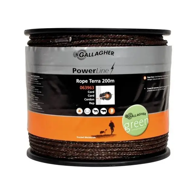 Gallagher Cord PowerLine (5 MM / Terra) - 200 Meter Meest Verkocht