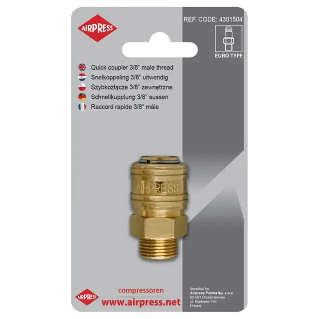 Airpress Snelkoppeling Euro 3/8" Gratis Verzending