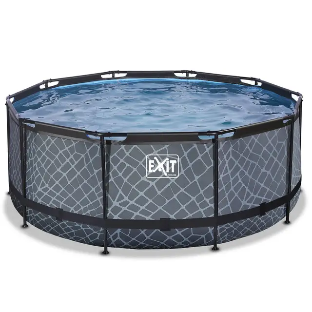 EXIT Opzetzwembad Stone Grijs Rond - Ø 360 x 122 cm Hete Deal