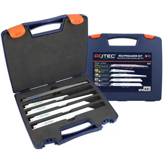 Ambachtelijk Rotec Reciprozaagbladenset Type '525' - Hout en Metaal - 25-delig