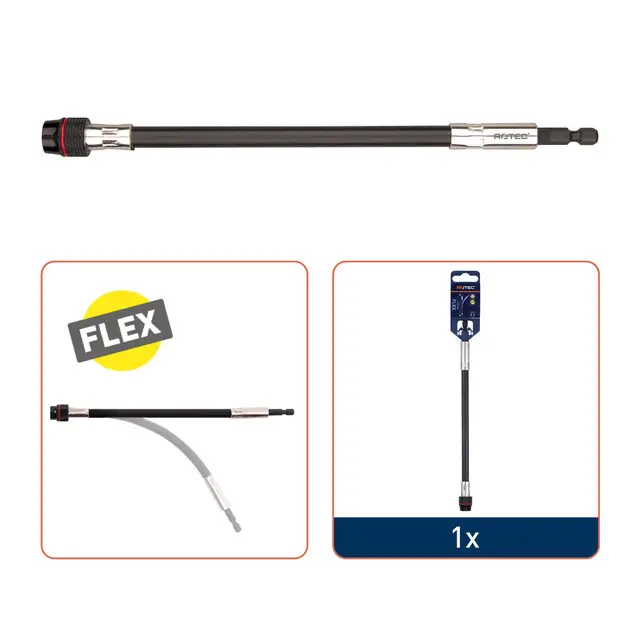 Rotec TWIN Magnetische Bithouder - Flexibel - Met Snelspan - E6.3 x 225 mm Seizoensaanbieding