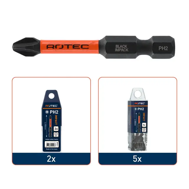 Rotec IMPACT Bit PH1 L50 E6.3 BAS- 5 stuks Direct Verzonden