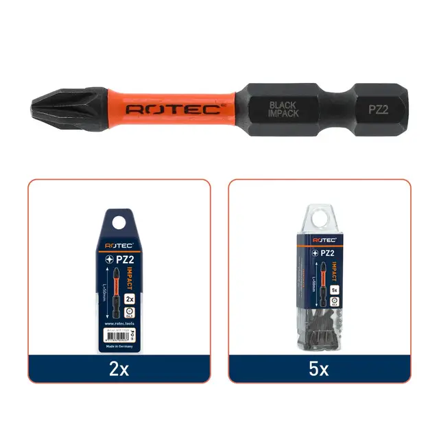 Geld-Terug-Garantie Rotec IMPACT Bit PZ1 L50 E6.3 BAS - 2 stuks